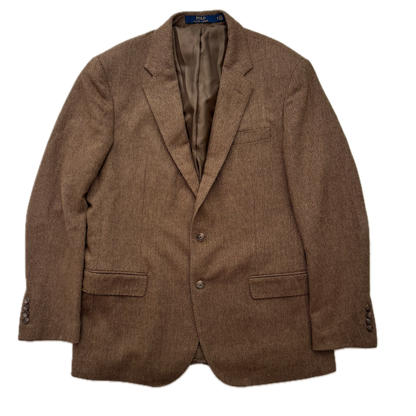 Polo Ralph Lauren Brown Herringbone Blazer (Wool Polyester Nylon) - 44L