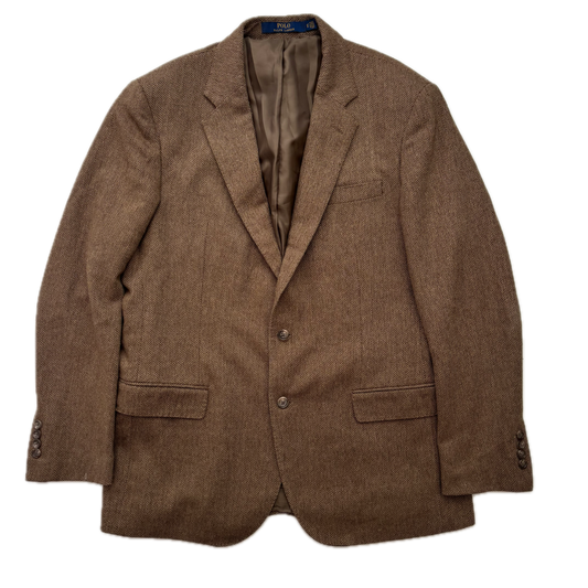 Polo Ralph Lauren Brown Herringbone Blazer (Wool Polyester Nylon) - 44L