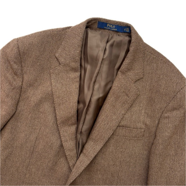 Polo Ralph Lauren Brown Herringbone Blazer (Wool Polyester Nylon) - 44L