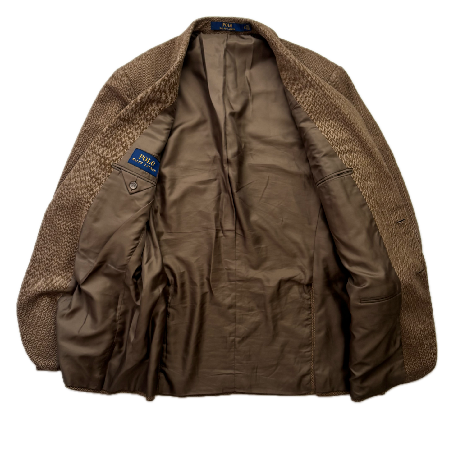 Polo Ralph Lauren Brown Herringbone Blazer (Wool Polyester Nylon) - 44L