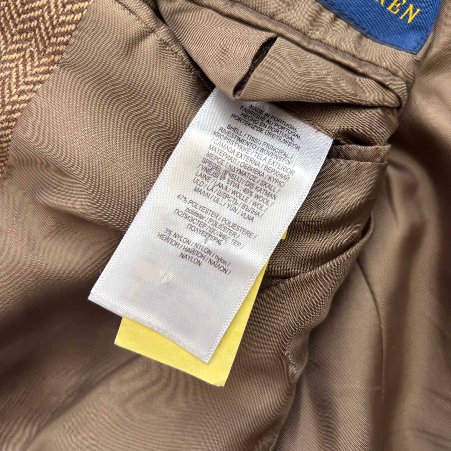 Polo Ralph Lauren Brown Herringbone Blazer (Wool Polyester Nylon) - 44L