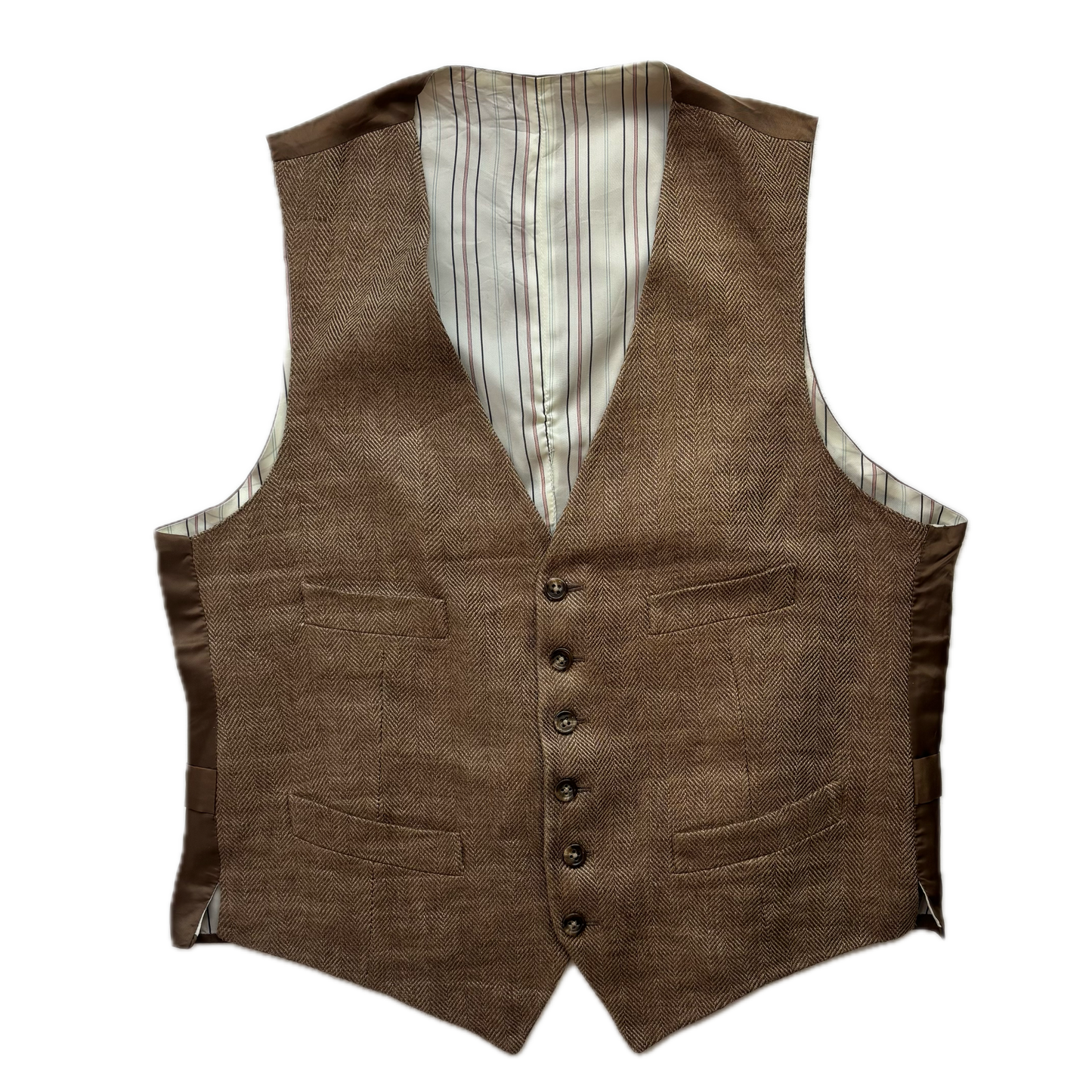 Polo Ralph Lauren Brown Herringbone Waistcoat (Flax) - 38R