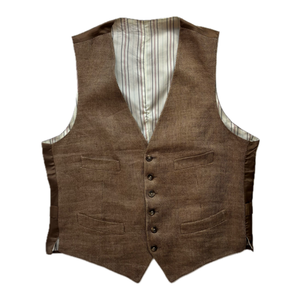 Polo Ralph Lauren Brown Herringbone Waistcoat (Flax) - 38R
