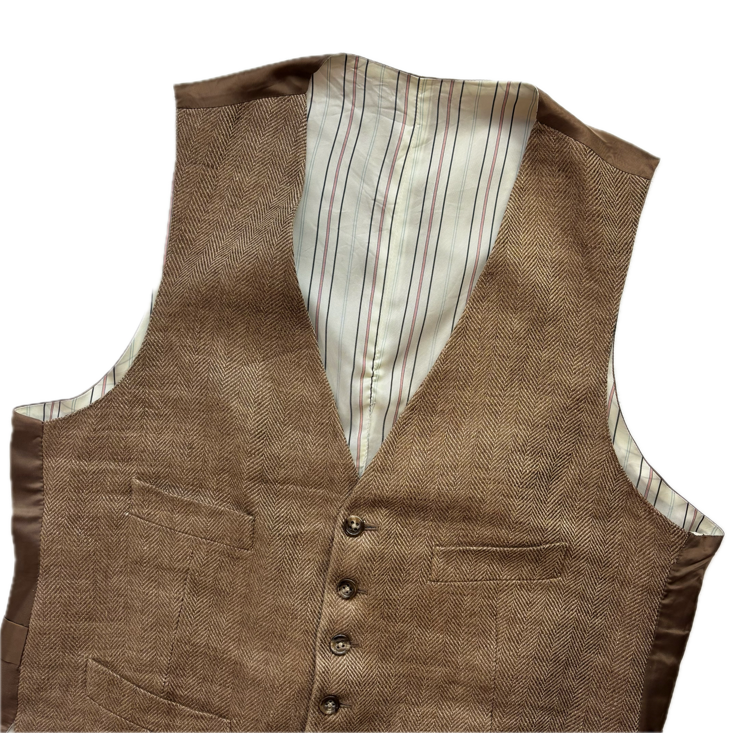 Polo Ralph Lauren Brown Herringbone Waistcoat (Flax) - 38R