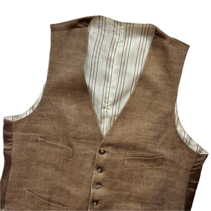 Polo Ralph Lauren Brown Herringbone Waistcoat (Flax) - 38R