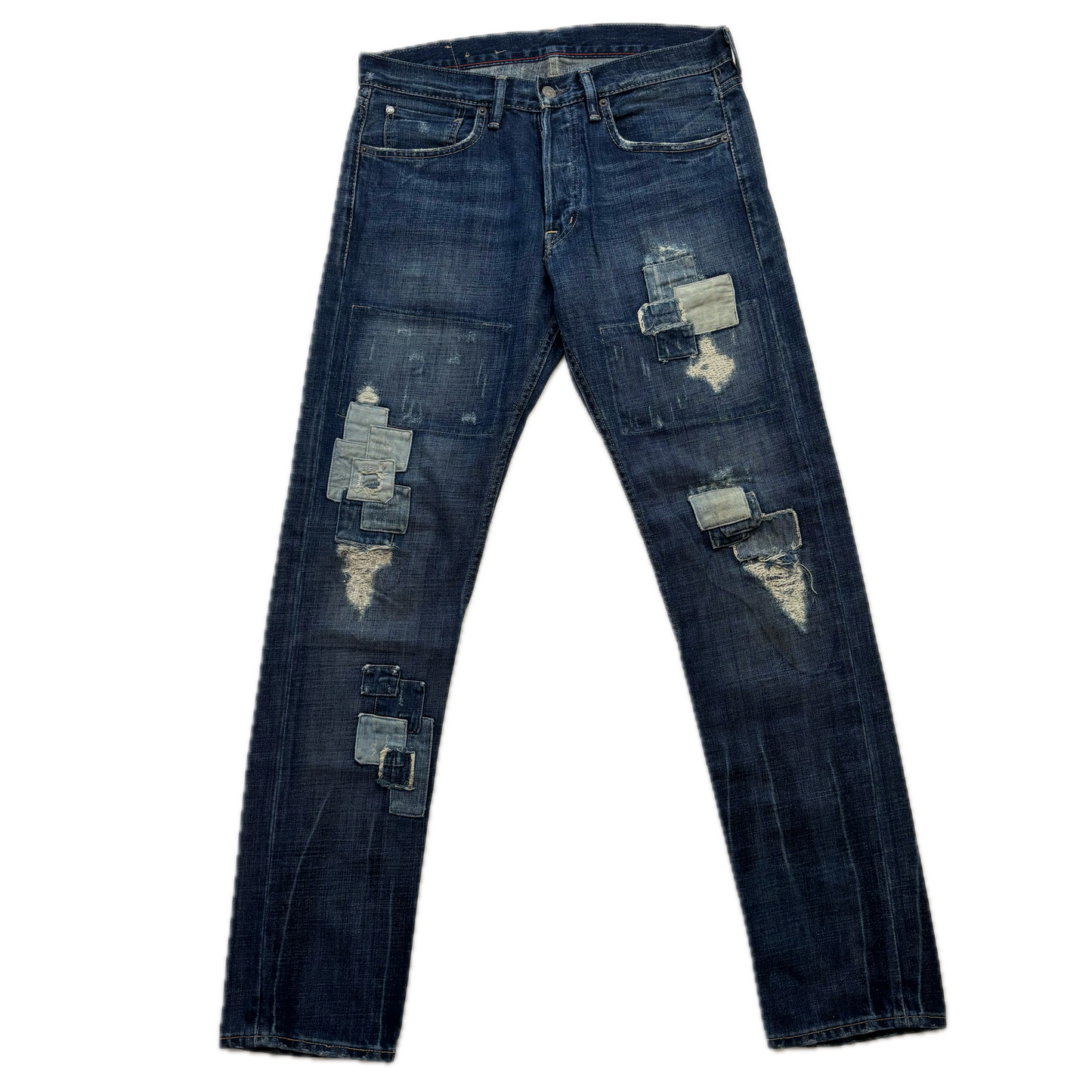 Denim & Supply Ralph Lauren Patchwork Distressed Slim Jeans - 32x34