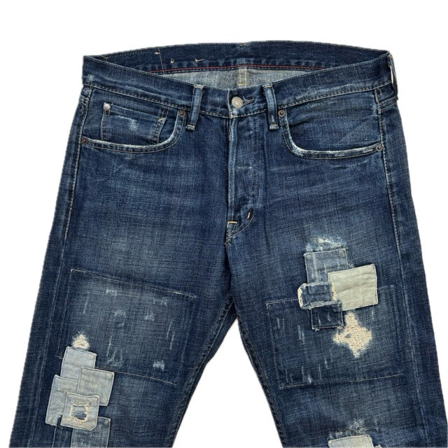 Denim & Supply Ralph Lauren Patchwork Distressed Slim Jeans - 32x34