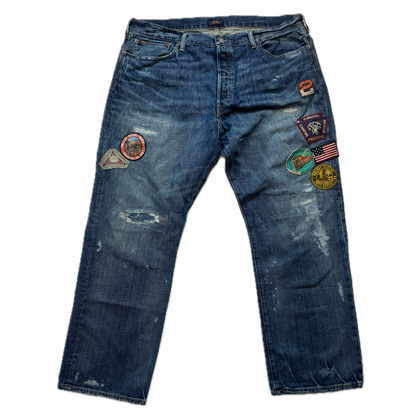Polo Ralph Lauren Vintage Classic Fit Jeans Mojave Desert Patch Distressed - 40x32