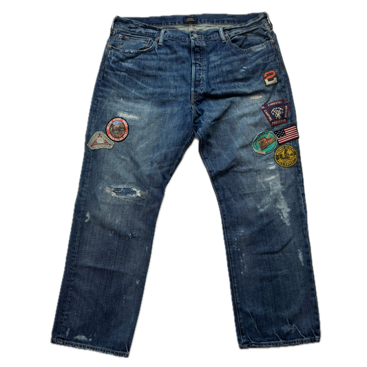 Polo Ralph Lauren Vintage Classic Fit Jeans Mojave Desert Patch Distressed - 40x32