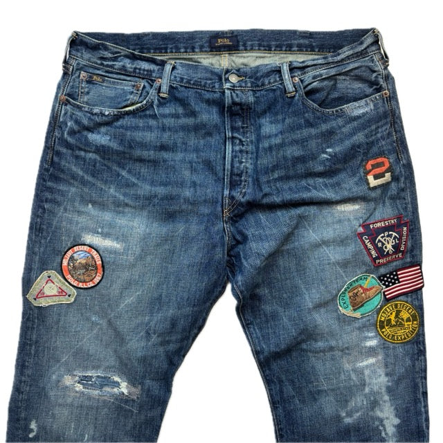 Polo Ralph Lauren Vintage Classic Fit Jeans Mojave Desert Patch Distressed - 40x32