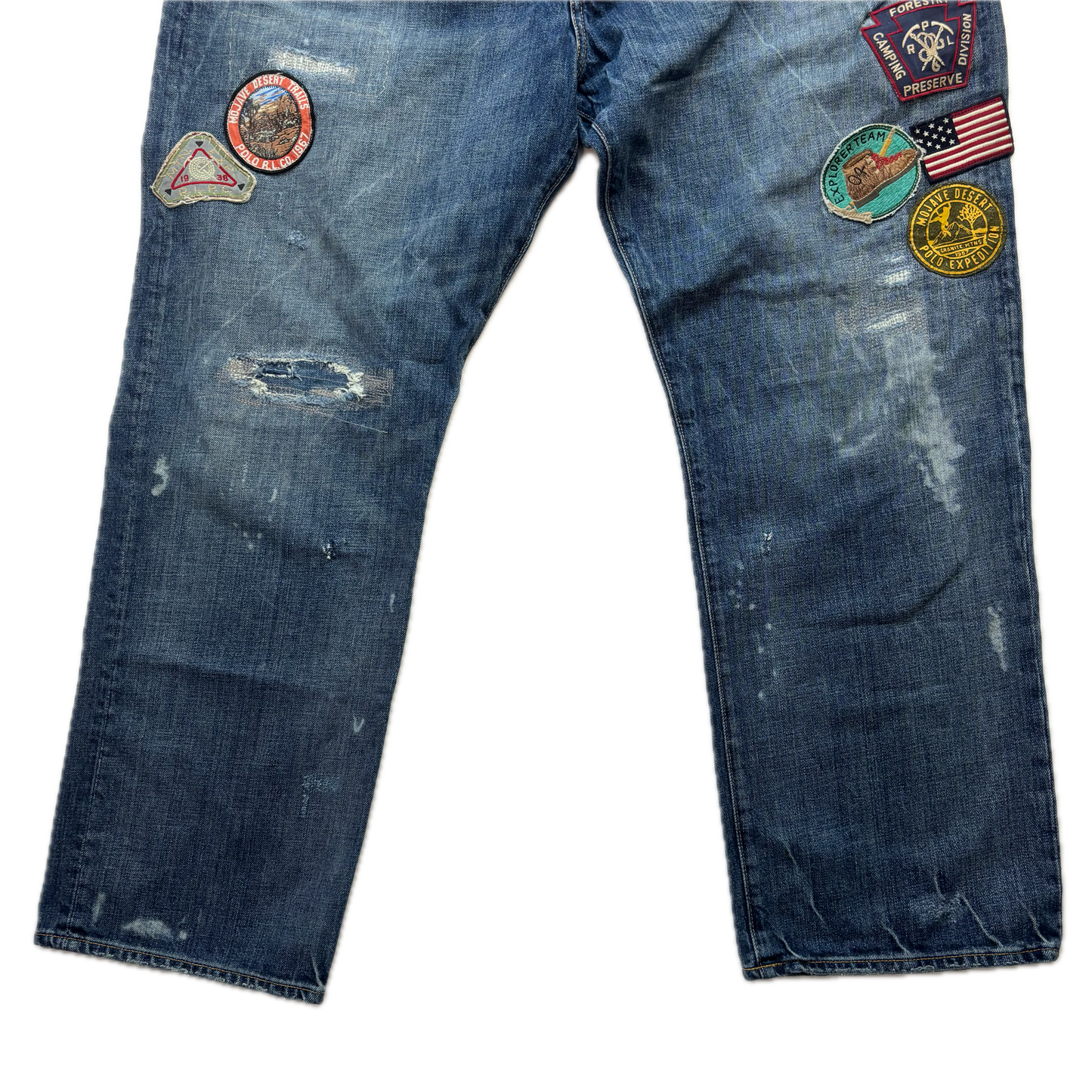 Polo Ralph Lauren Vintage Classic Fit Jeans Mojave Desert Patch Distressed - 40x32