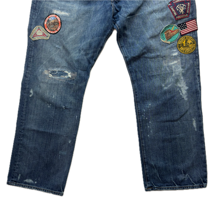 Polo Ralph Lauren Vintage Classic Fit Jeans Mojave Desert Patch Distressed - 40x32