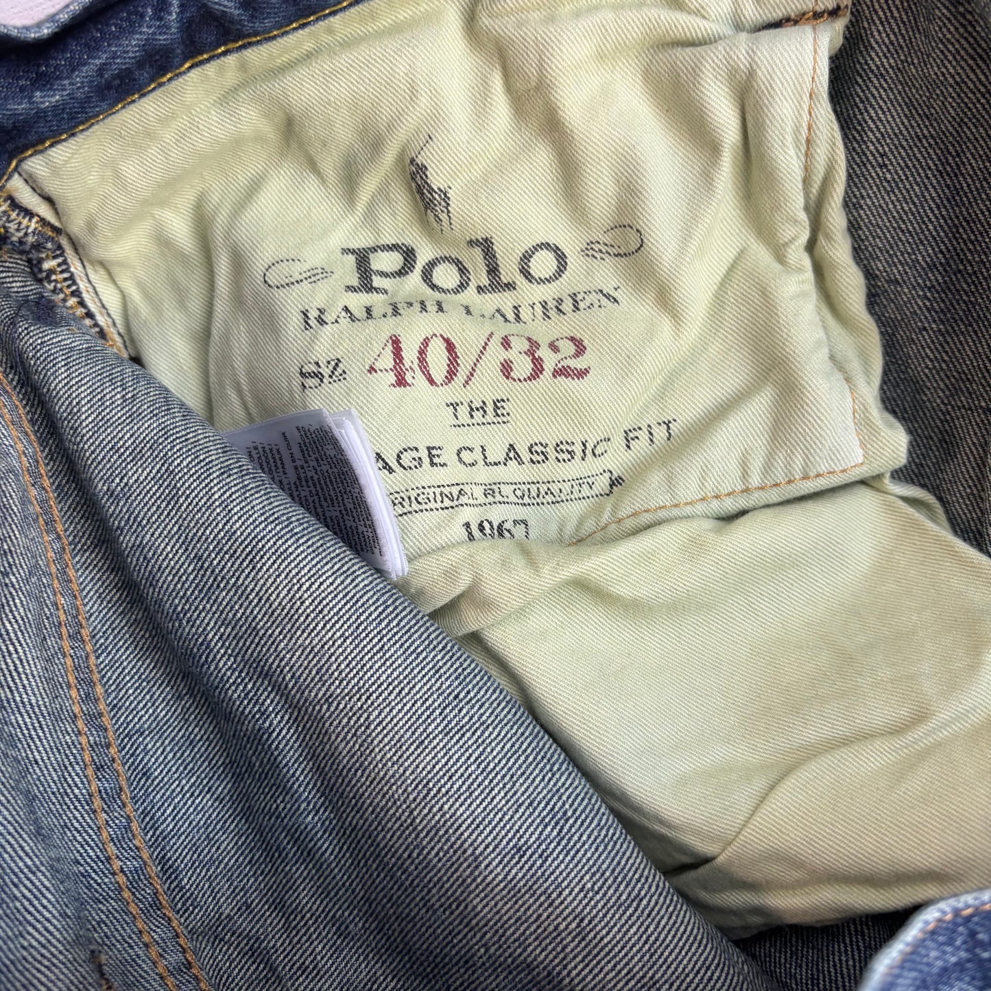 Polo Ralph Lauren Vintage Classic Fit Jeans Mojave Desert Patch Distressed - 40x32