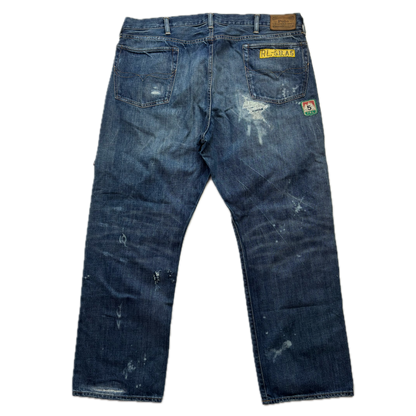 Polo Ralph Lauren Vintage Classic Fit Jeans Mojave Desert Patch Distressed - 40x32