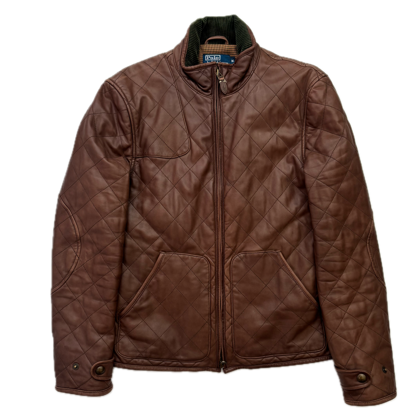 Polo Ralph Lauren Brown Lambskin Leather Quilted Equestrian Jacket - M