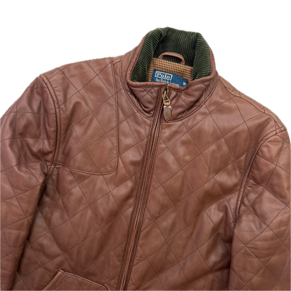 Polo Ralph Lauren Brown Lambskin Leather Quilted Equestrian Jacket - M