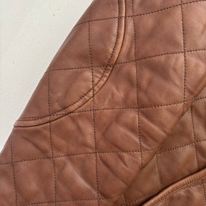 Polo Ralph Lauren Brown Lambskin Leather Quilted Equestrian Jacket - M