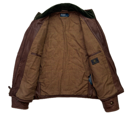 Polo Ralph Lauren Brown Lambskin Leather Quilted Equestrian Jacket - M