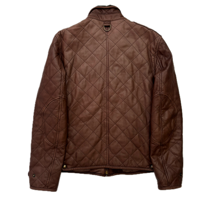 Polo Ralph Lauren Brown Lambskin Leather Quilted Equestrian Jacket - M