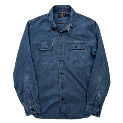 RRL Denim Chambray Blue Indigo Work Shirt (Cotton) - M (S)