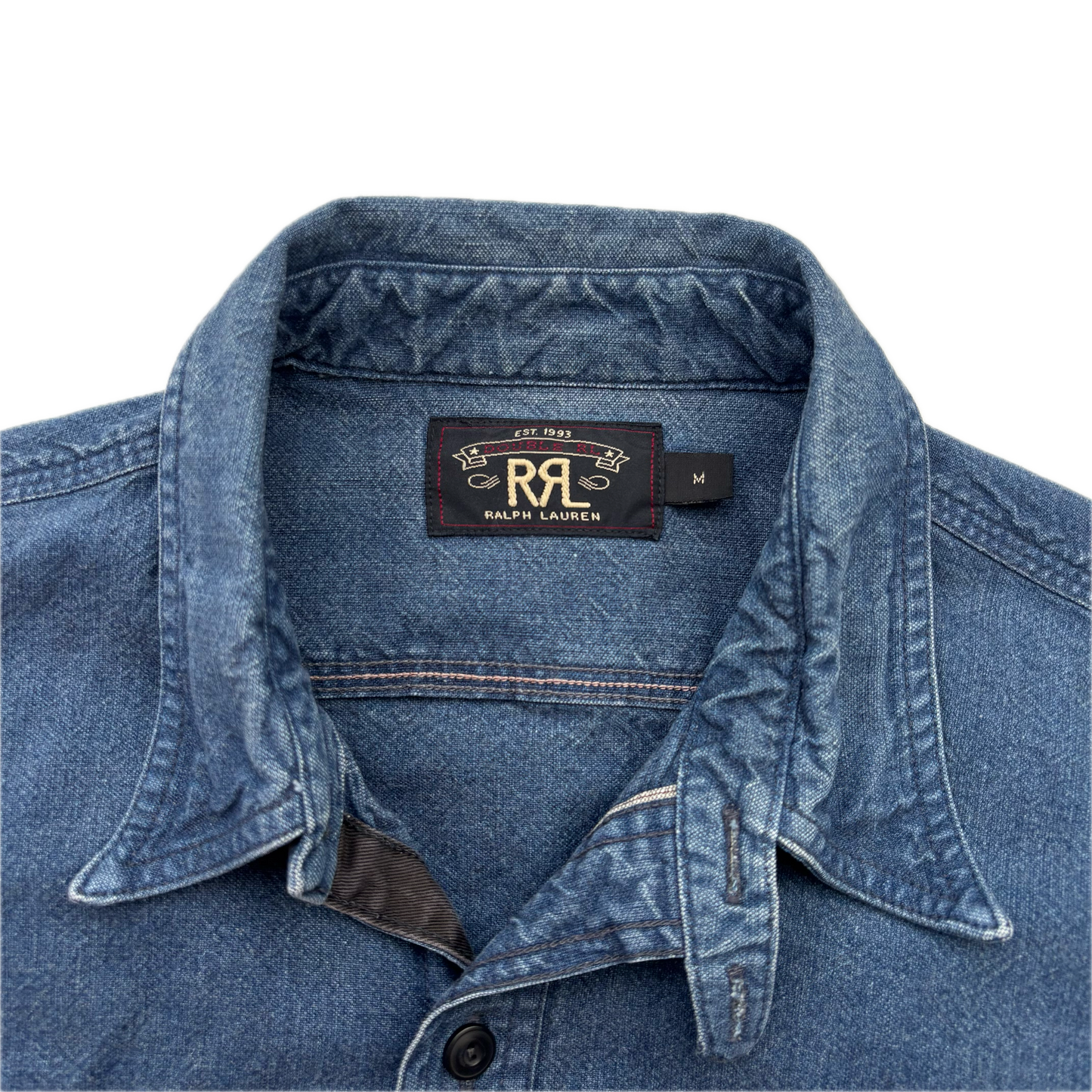 RRL Denim Chambray Blue Indigo Work Shirt (Cotton) - M (S)