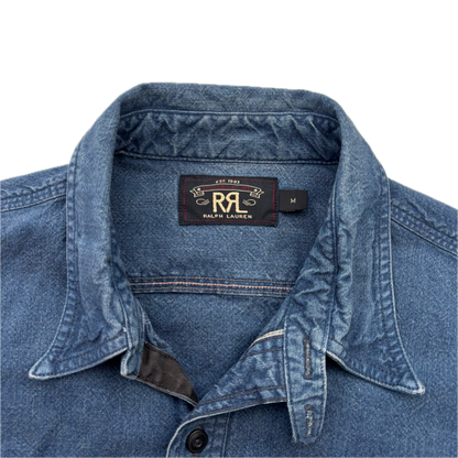 RRL Denim Chambray Blue Indigo Work Shirt (Cotton) - M (S)