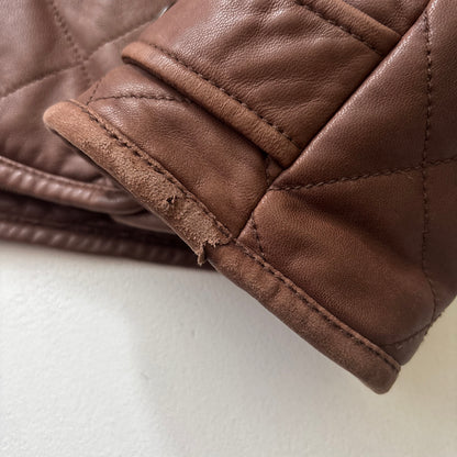 Polo Ralph Lauren Brown Lambskin Leather Quilted Equestrian Jacket - M