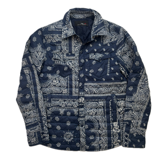 Ralph Lauren RLX Blue Paisley Bandana Lightweight Puffer Over Shirt (Nylon) - S