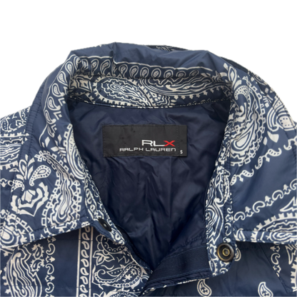 Ralph Lauren RLX Blue Paisley Bandana Lightweight Puffer Over Shirt (Nylon) - S