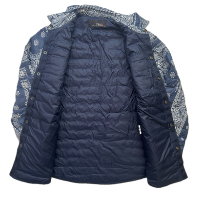 Ralph Lauren RLX Blue Paisley Bandana Lightweight Puffer Over Shirt (Nylon) - S
