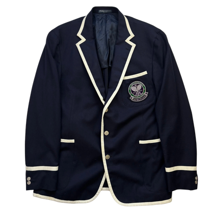 Polo Ralph Lauren Navy Wimbledon Tennis Crest Sports Jacket Rowing Blazer (Wool) - 46R