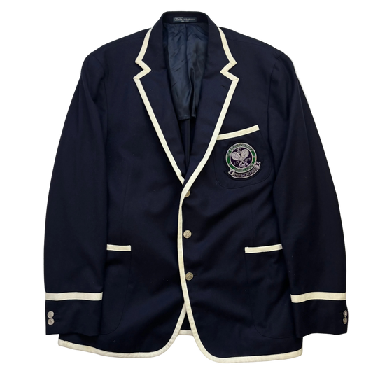Polo Ralph Lauren Navy Wimbledon Tennis Crest Sports Jacket Rowing Blazer (Wool) - 46R