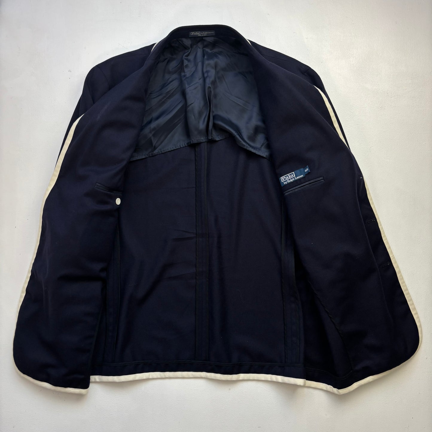 Polo Ralph Lauren Navy Wimbledon Tennis Crest Sports Jacket Rowing Blazer (Wool) - 46R