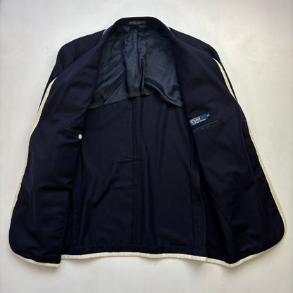 Polo Ralph Lauren Navy Wimbledon Tennis Crest Sports Jacket Rowing Blazer (Wool) - 46R
