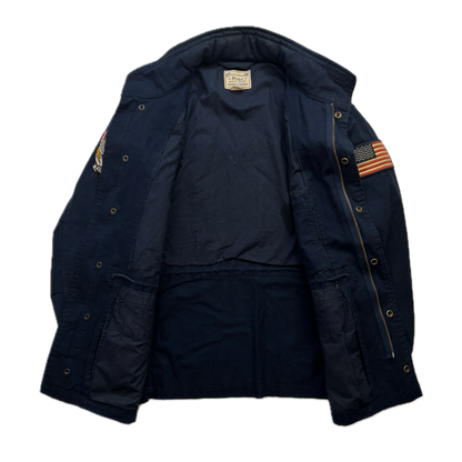 Polo Ralph Lauren Navy Blue Military Army Patches Parka Jacket  - M