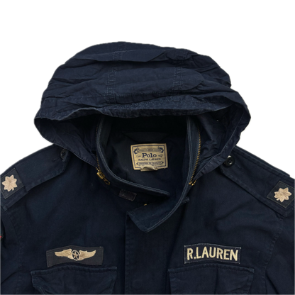 Polo Ralph Lauren Navy Blue Military Army Patches Parka Jacket  - M