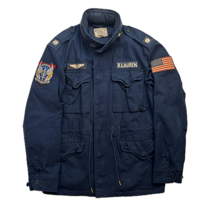 Polo Ralph Lauren Navy Blue Military Army Patches Parka Jacket  - M