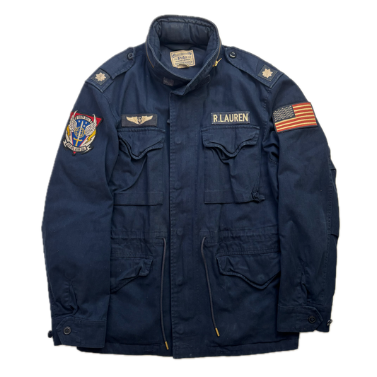Polo Ralph Lauren Navy Blue Military Army Patches Parka Jacket  - M