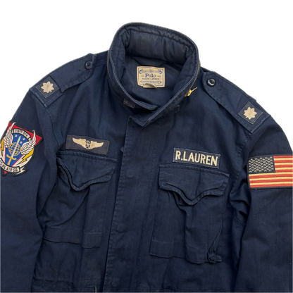 Polo Ralph Lauren Navy Blue Military Army Patches Parka Jacket  - M
