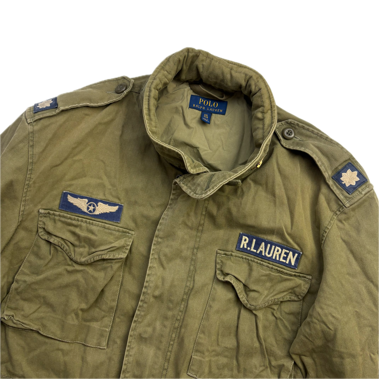 Polo Ralph Lauren Green Military Army Patches Parka Jacket  - XXL