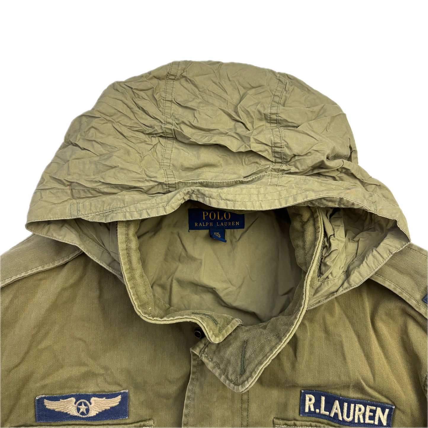 Polo Ralph Lauren Green Military Army Patches Parka Jacket  - XXL