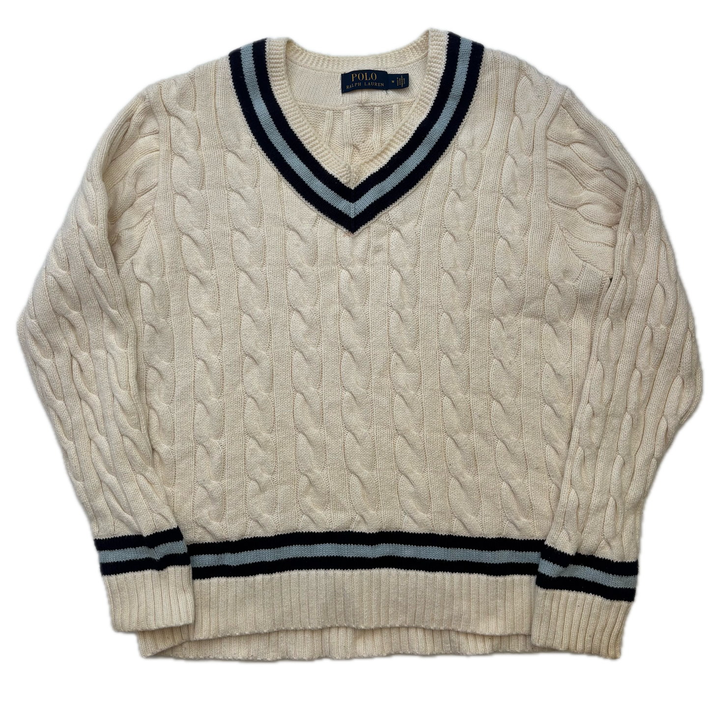 Polo Ralph Lauren Ivory Cricket Jumper Cableknit (Cotton)- M
