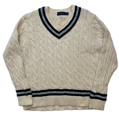 Polo Ralph Lauren Ivory Cricket Jumper Cableknit (Cotton)- M