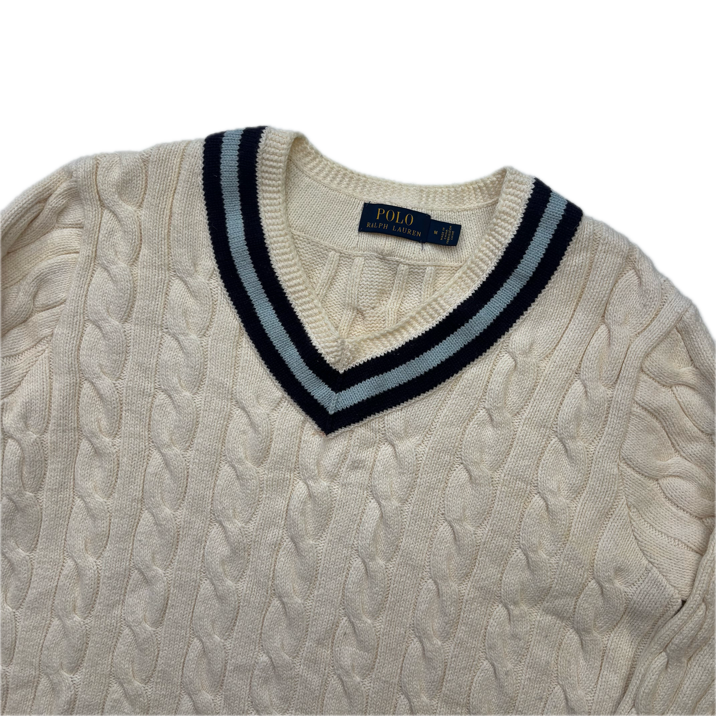 Polo Ralph Lauren Ivory Cricket Jumper Cableknit (Cotton)- M