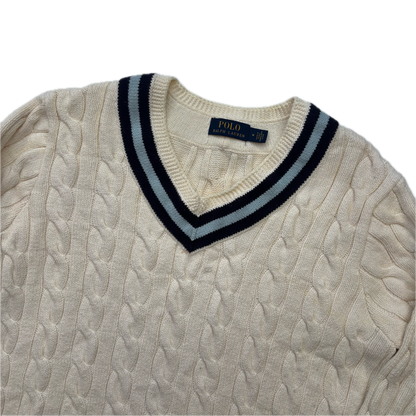 Polo Ralph Lauren Ivory Cricket Jumper Cableknit (Cotton)- M