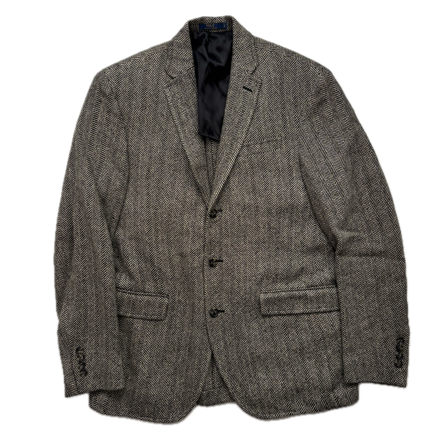 Polo Ralph Lauren Grey Herringbone Blazer Sports Coat (Linen Silk Wool) - 40R