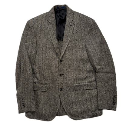 Polo Ralph Lauren Grey Herringbone Blazer Sports Coat (Linen Silk Wool) - 40R