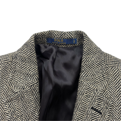 Polo Ralph Lauren Grey Herringbone Blazer Sports Coat (Linen Silk Wool) - 40R