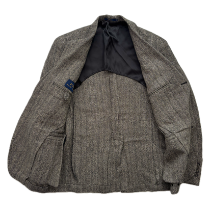 Polo Ralph Lauren Grey Herringbone Blazer Sports Coat (Linen Silk Wool) - 40R