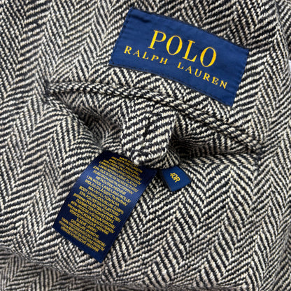 Polo Ralph Lauren Grey Herringbone Blazer Sports Coat (Linen Silk Wool) - 40R